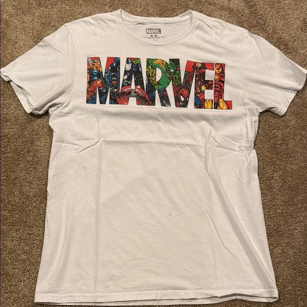 Marvel White Short Sleeve Tee with Graphic Design